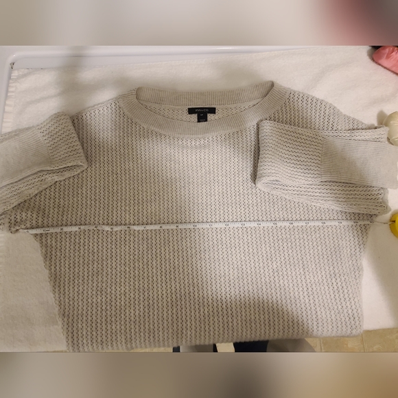 RW&CO. Light Grey Mesh Knit Boat Neck Sweater Size S/P - Picture 5 of 8